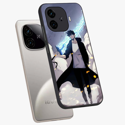 Dark Lightning Anime Warrior Glass Case displayed in angled mockup highlighting powerful lightning themed anime illustration.