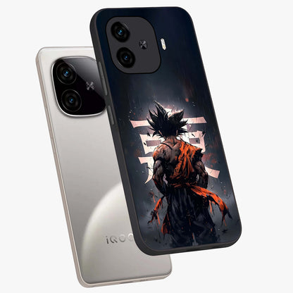Dark Warrior In Rain Glass Case displayed in angled mockup highlighting dramatic warrior illustration with dark rain aesthetic.