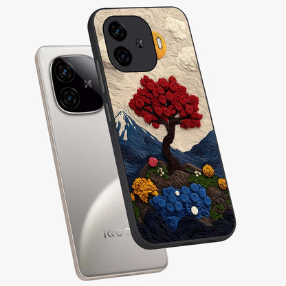 Eternal Nature Tapestry Glass Case displayed in angled mockup highlighting detailed botanical pattern with artistic aesthetic.