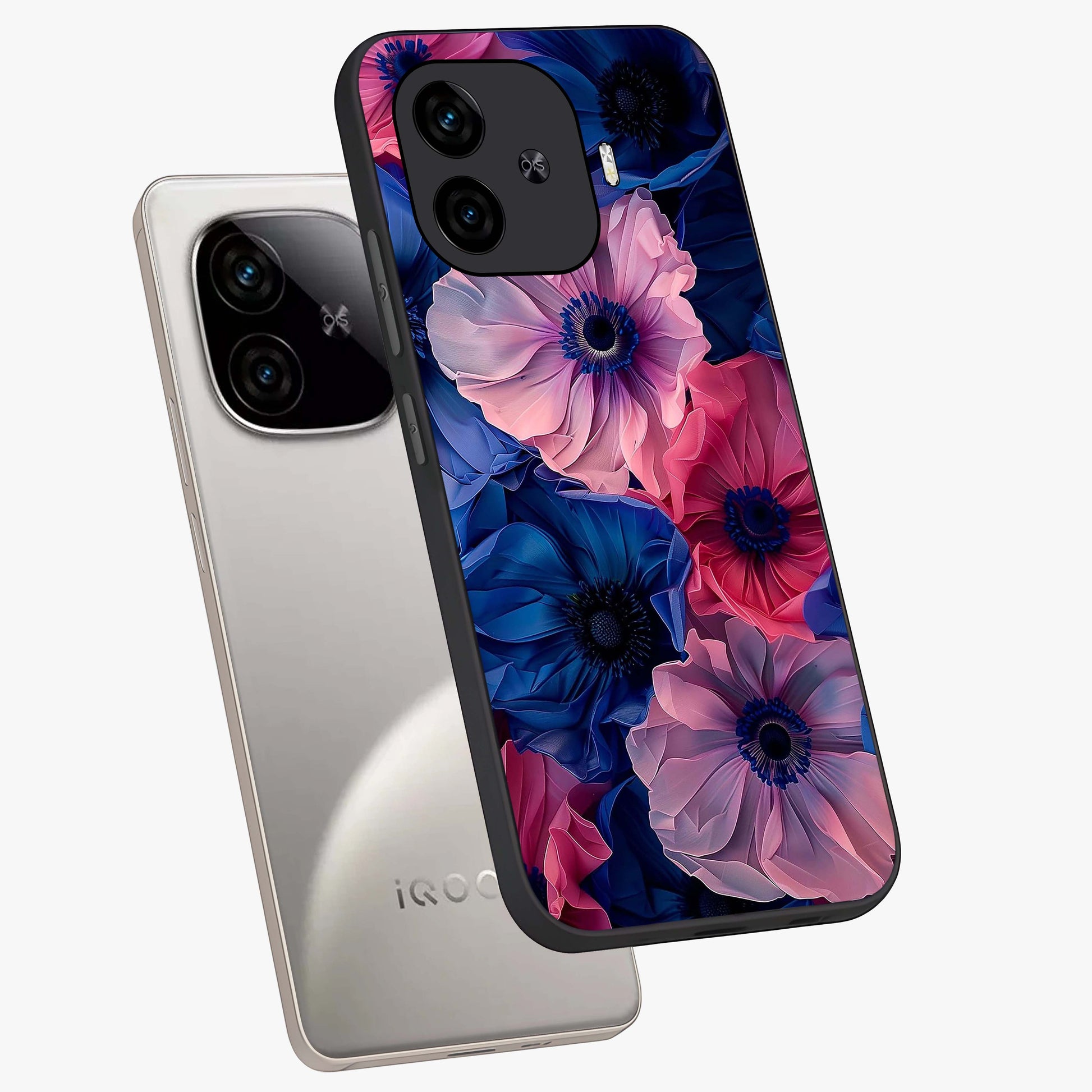 Flower Paper Art Pattern Glass Case displayed in angled mockup highlighting layered paper flower design with artistic aesthetic.