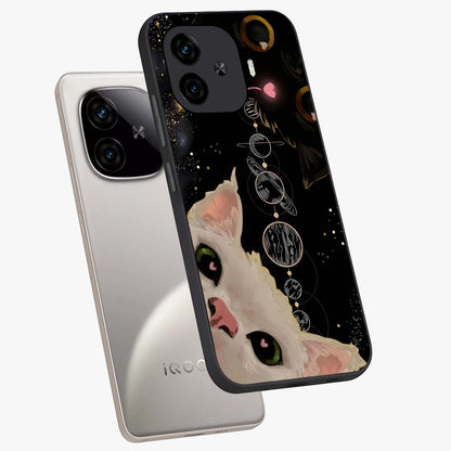 Galactic Cat Glass Case displayed in angled mockup highlighting celestial feline illustration with galaxy aesthetic style.