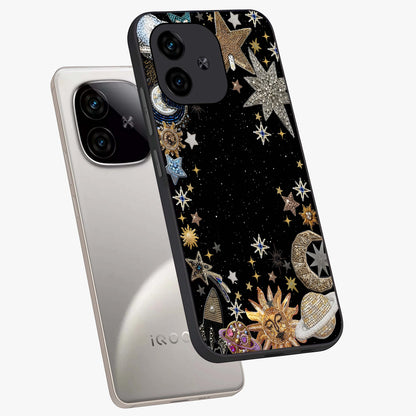 Galactic Jewel Stars Glass Case displayed in angled mockup highlighting shining celestial star design with cosmic aesthetic style.