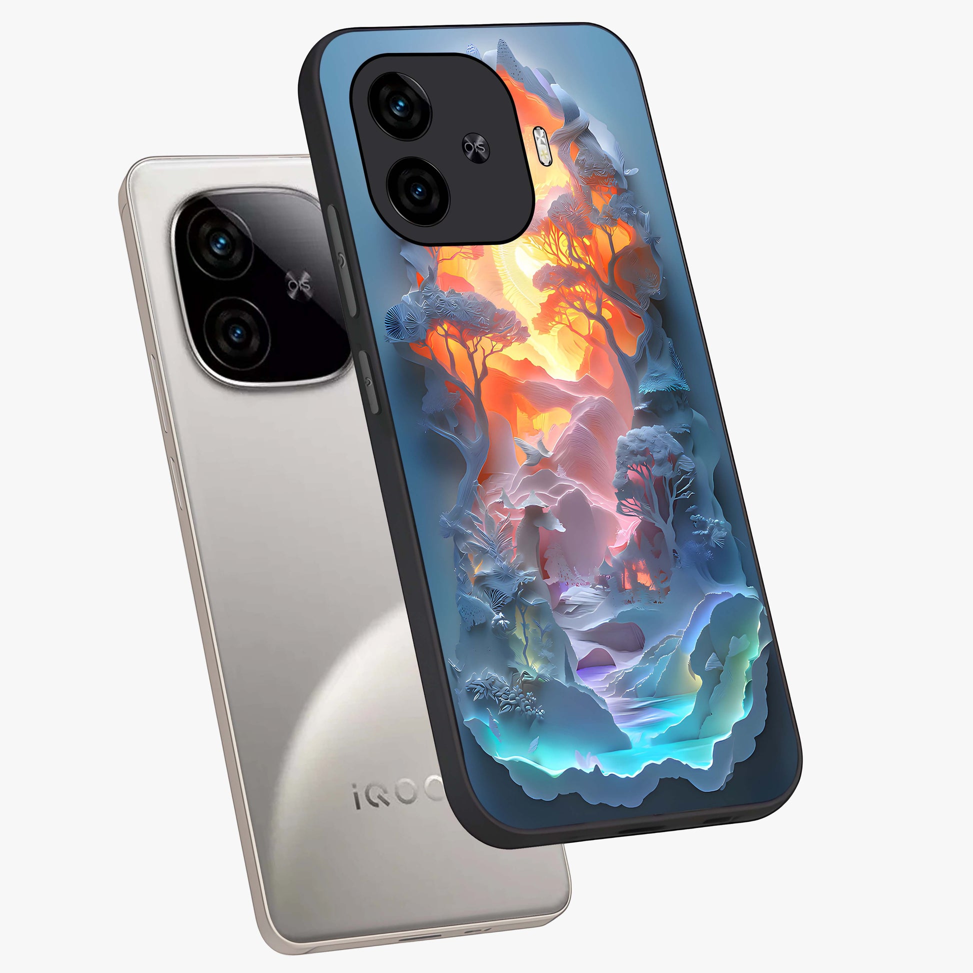 Glow Forest Portal Glass Case displayed in angled mockup highlighting mystical forest design with magical glowing aesthetic.