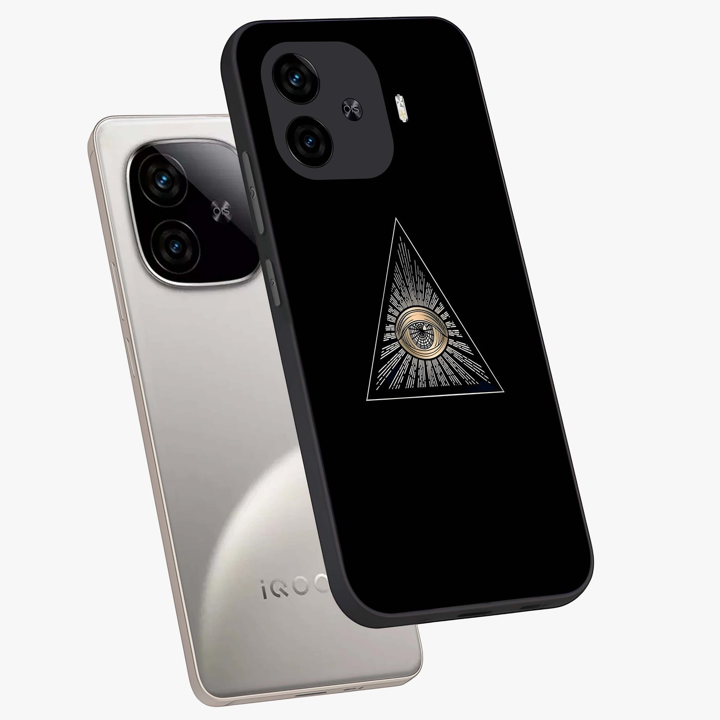 Illuminati Evil Glass Case displayed in angled mockup highlighting dark occult inspired design with bold aesthetic style.