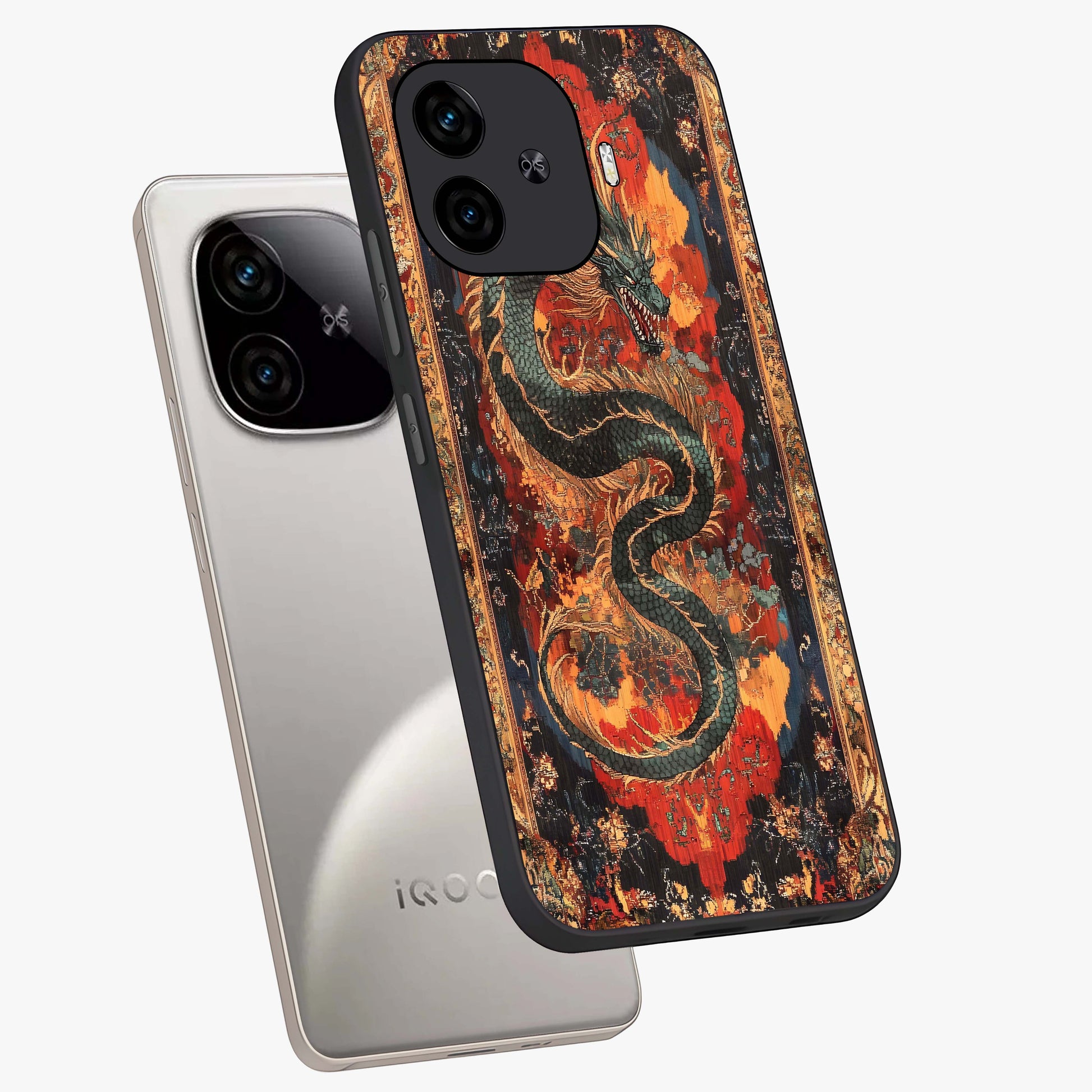 Inferno Dragon Soul Glass Case displayed in angled mockup highlighting powerful dragon illustration with inferno aesthetic.