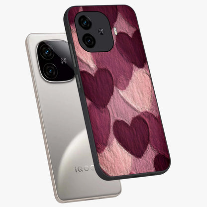 Layered Paper Hearts Glass Case displayed in angled mockup highlighting creative paper craft heart design with romantic aesthetic.