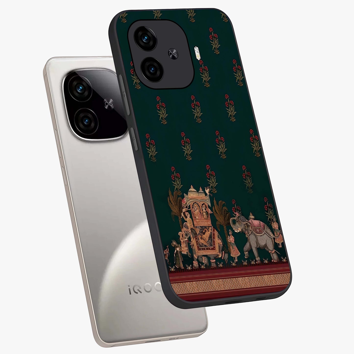 Macmerise Glass Case displayed in angled mockup highlighting trendy graphic design with sleek aesthetic style.