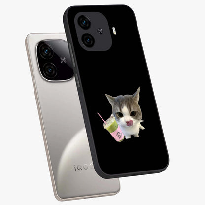 Matcha Cat Style Glass Case displayed in angled mockup highlighting playful feline design with pastel matcha aesthetic.