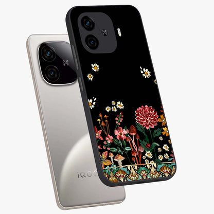 Midnight Bloom Pattern Glass Case displayed in angled mockup highlighting elegant flower design with midnight aesthetic style.