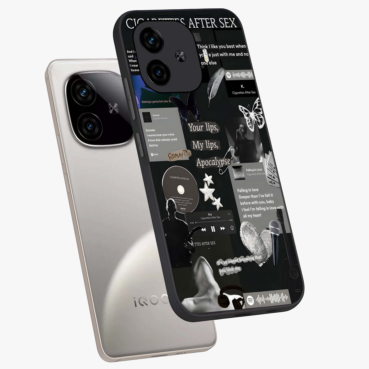 Midnight Love Echo Glass Case displayed in angled mockup highlighting elegant love inspired design with deep aesthetic style.