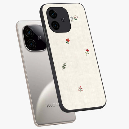 Minimalistic Blue With White Flower Pattern Glass Case displayed in angled mockup highlighting simple floral design with minimal aesthetic.