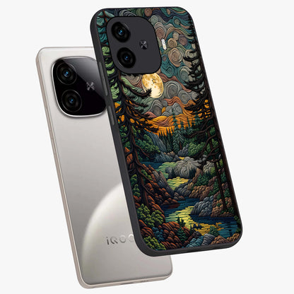 Moonlight Forest Dream Glass Case displayed in angled mockup highlighting dreamy forest design with glowing moon aesthetic.