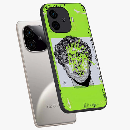 Neo Graffiti Rebellion Glass Case displayed in angled mockup highlighting urban street art design with rebellious aesthetic.