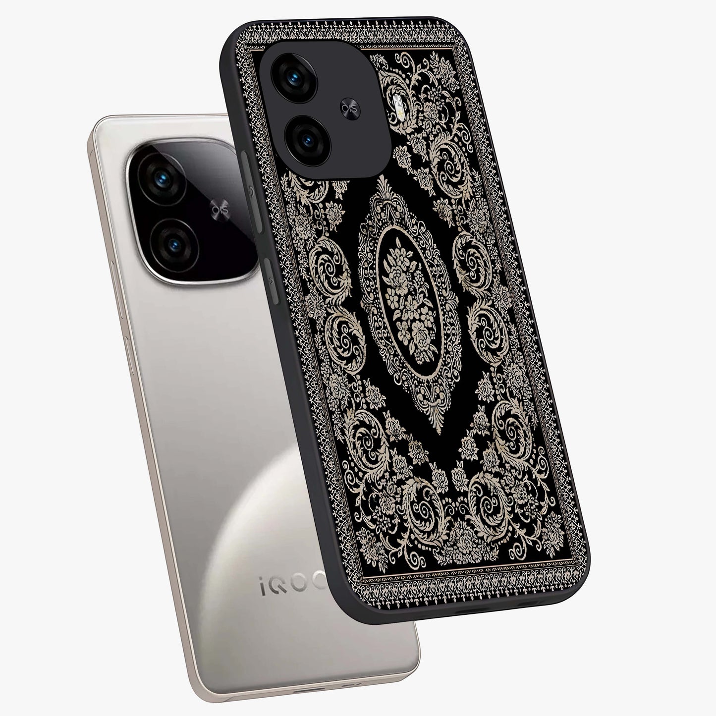 Noir Bloom Elegance Glass Case displayed in angled mockup highlighting refined flower design with stylish noir aesthetic.