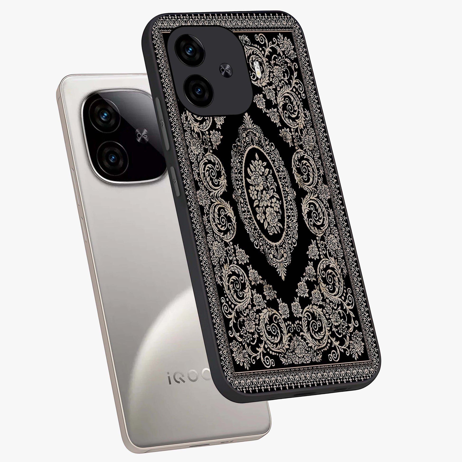 Noir Bloom Elegance Glass Case displayed in angled mockup highlighting refined flower design with stylish noir aesthetic.