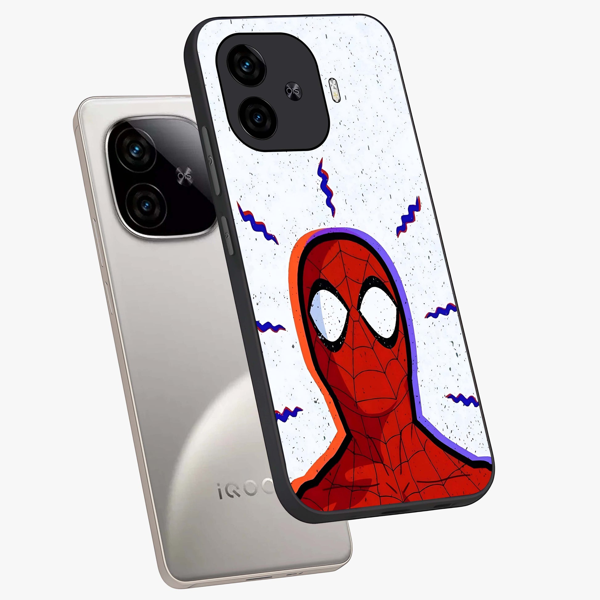 Omg Spiderman Glass Case displayed in angled mockup highlighting dynamic hero illustration with action comic aesthetic.