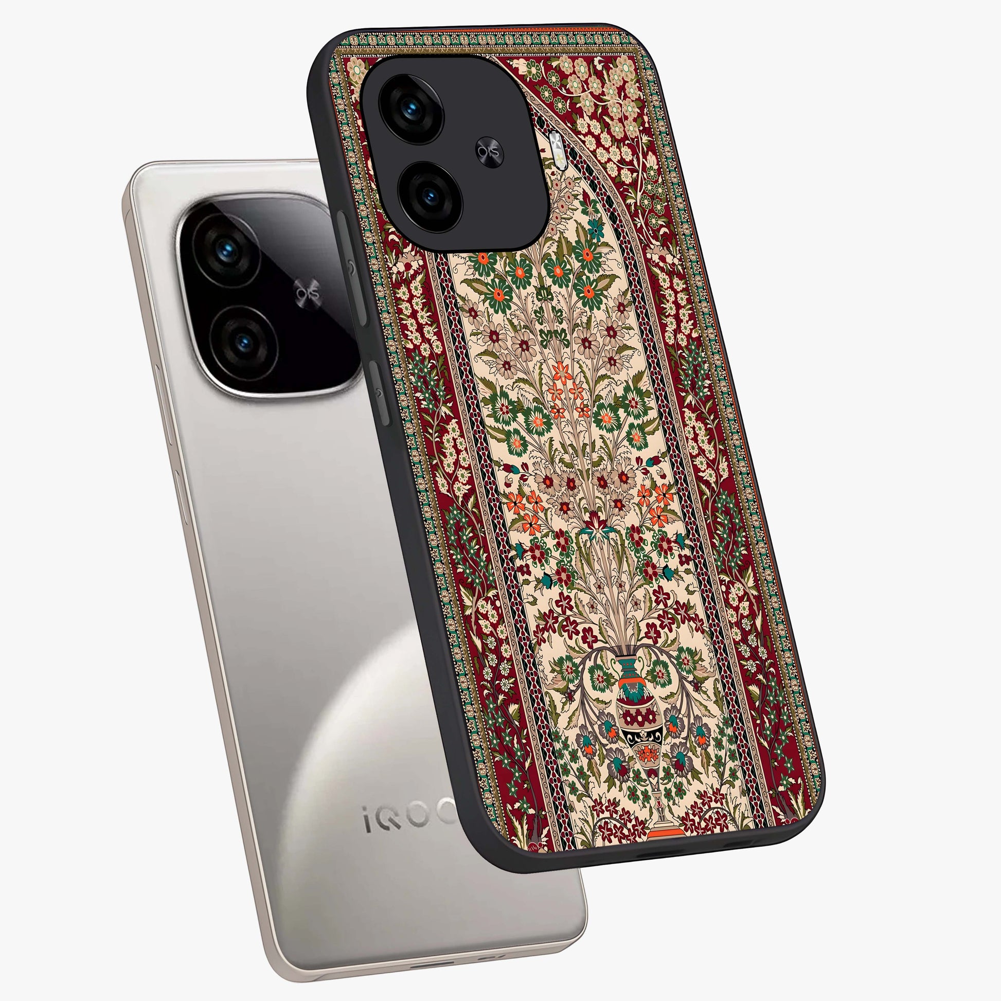 Persian Inspired Glass Case displayed in angled mockup highlighting intricate traditional design with elegant cultural aesthetic.