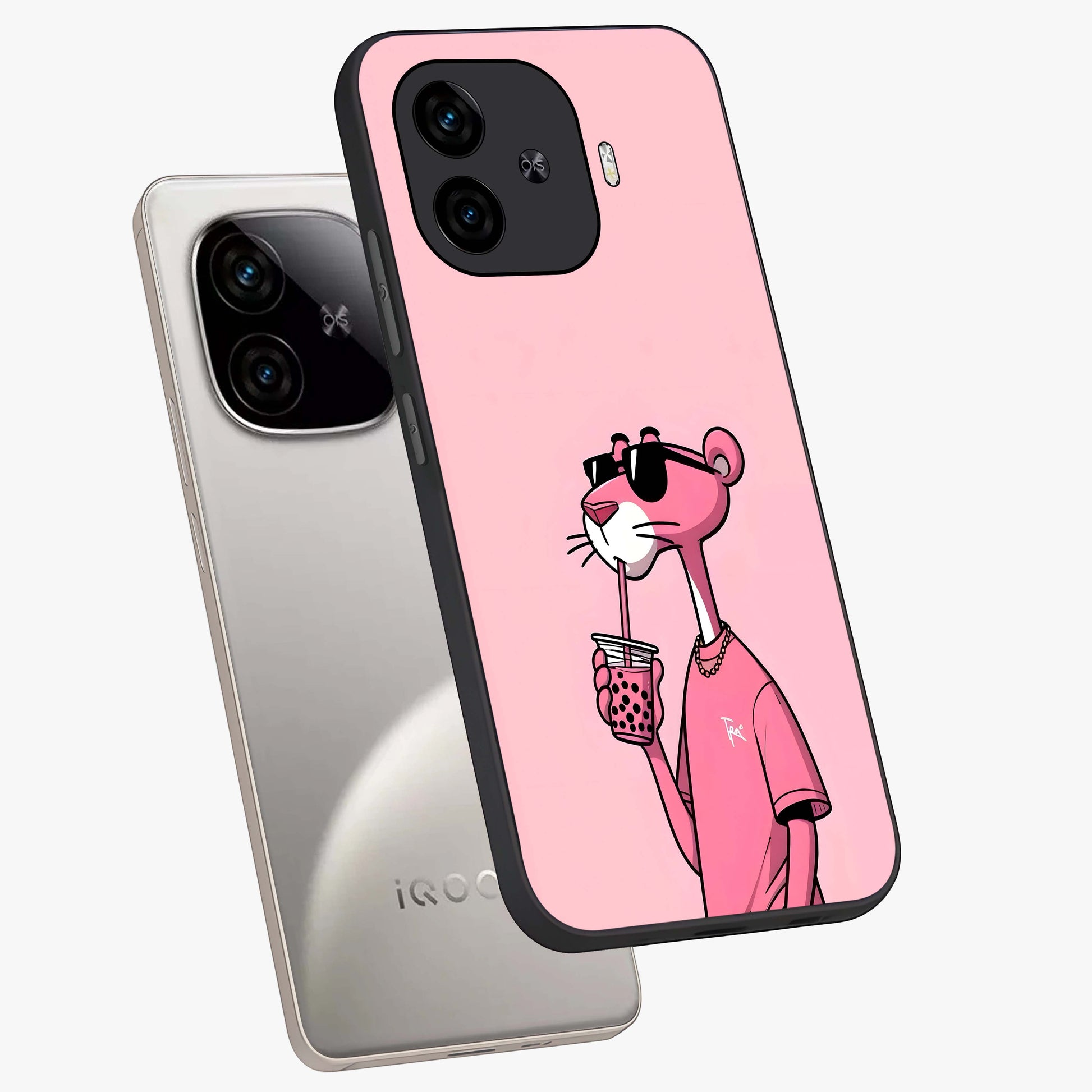 Pink Panther Glass Case displayed in angled mockup highlighting playful cartoon character design with vibrant pink aesthetic.