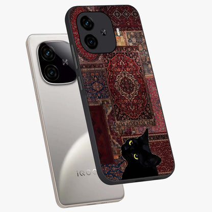 Regal Magic Cat Apple Glass Case displayed in angled mockup highlighting whimsical feline design with fantasy aesthetic.