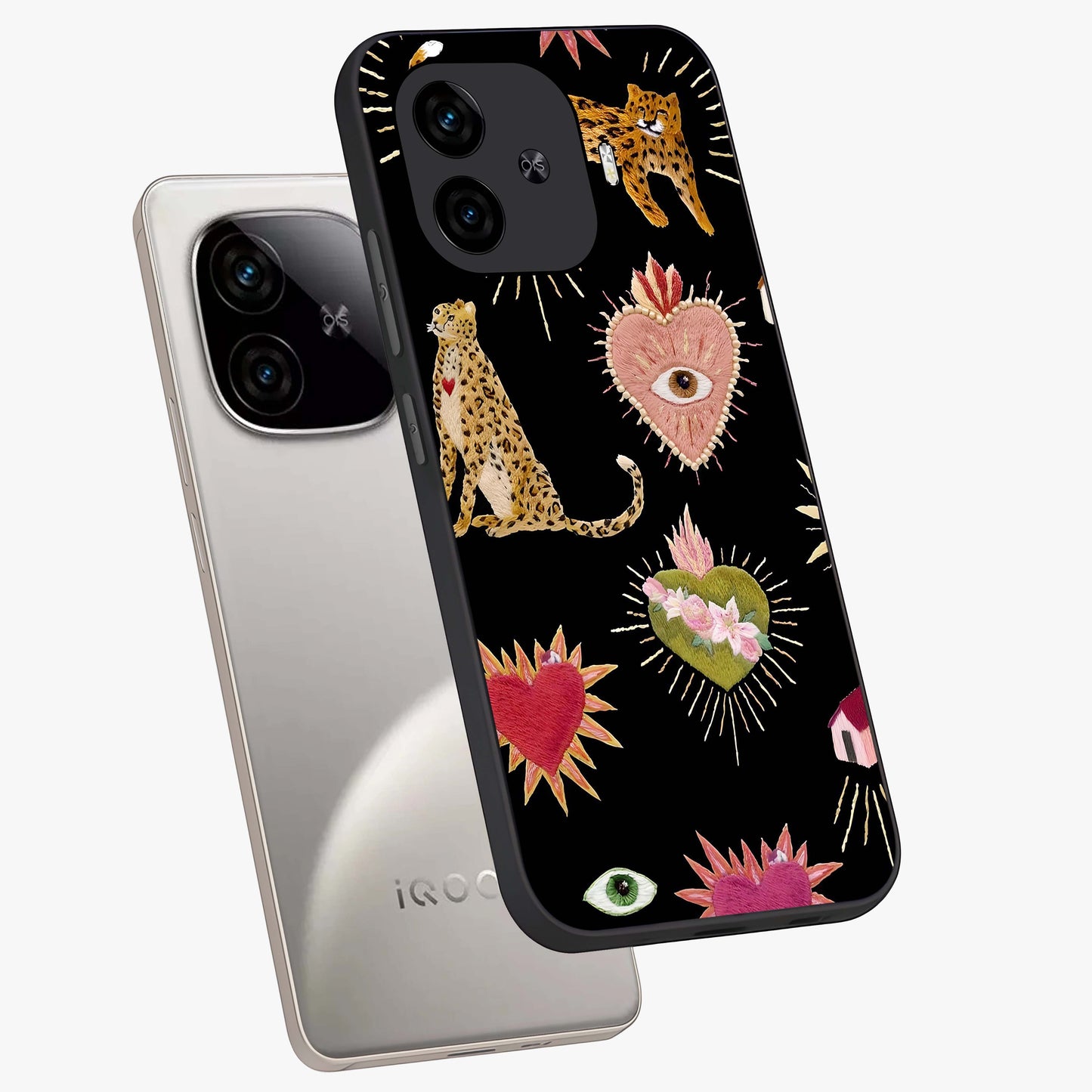 Sacred Jungle Heart Glass Case displayed in angled mockup highlighting lush tropical design with natural aesthetic style.