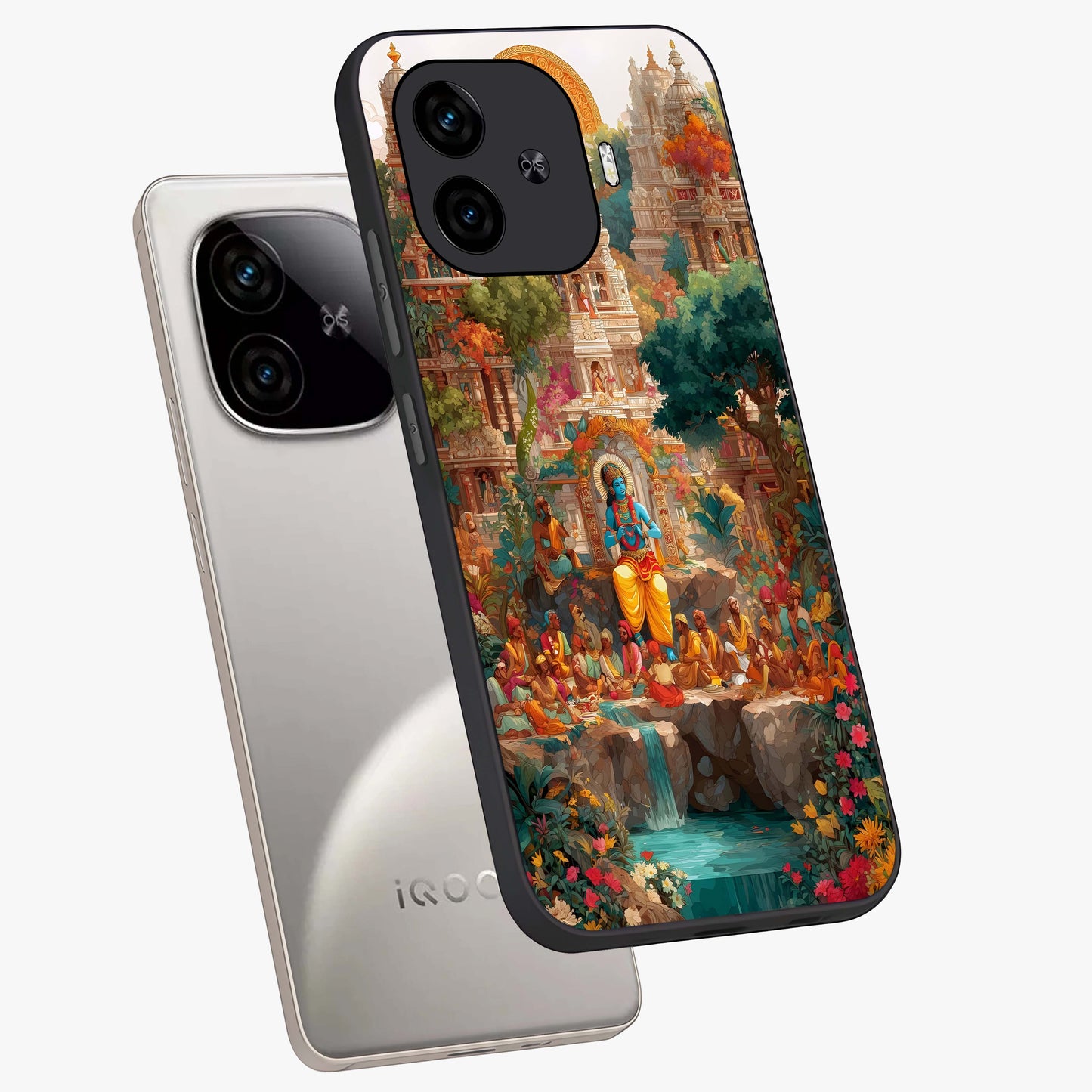 Sacred Sunlight Gods Glass Case displayed in angled mockup highlighting radiant spiritual design with celestial aesthetic.