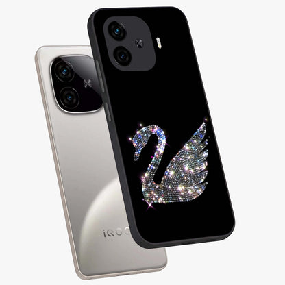 Starlit Swan Grace Glass Case displayed in angled mockup highlighting elegant swan illustration with dreamy celestial aesthetic.