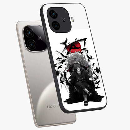 Uchiha Shadow Throne Glass Case displayed in angled mockup highlighting glowing aquatic design with celestial aesthetic.