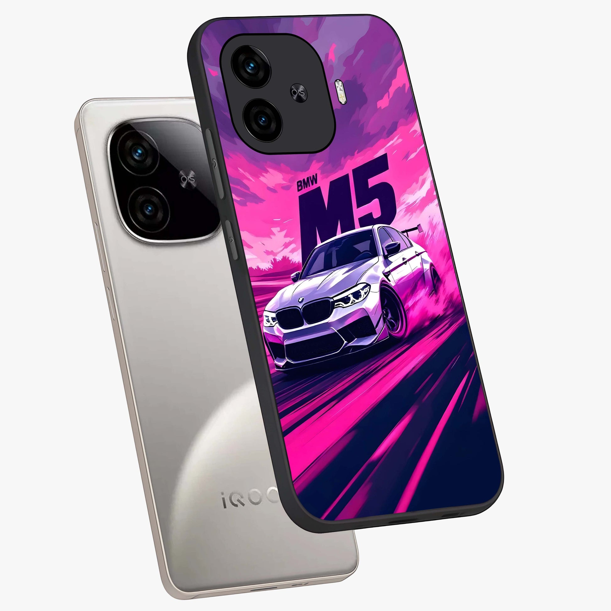 Velocity Drift Pulse Glass Case displayed in angled mockup highlighting dynamic drift design with sporty automotive aesthetic.