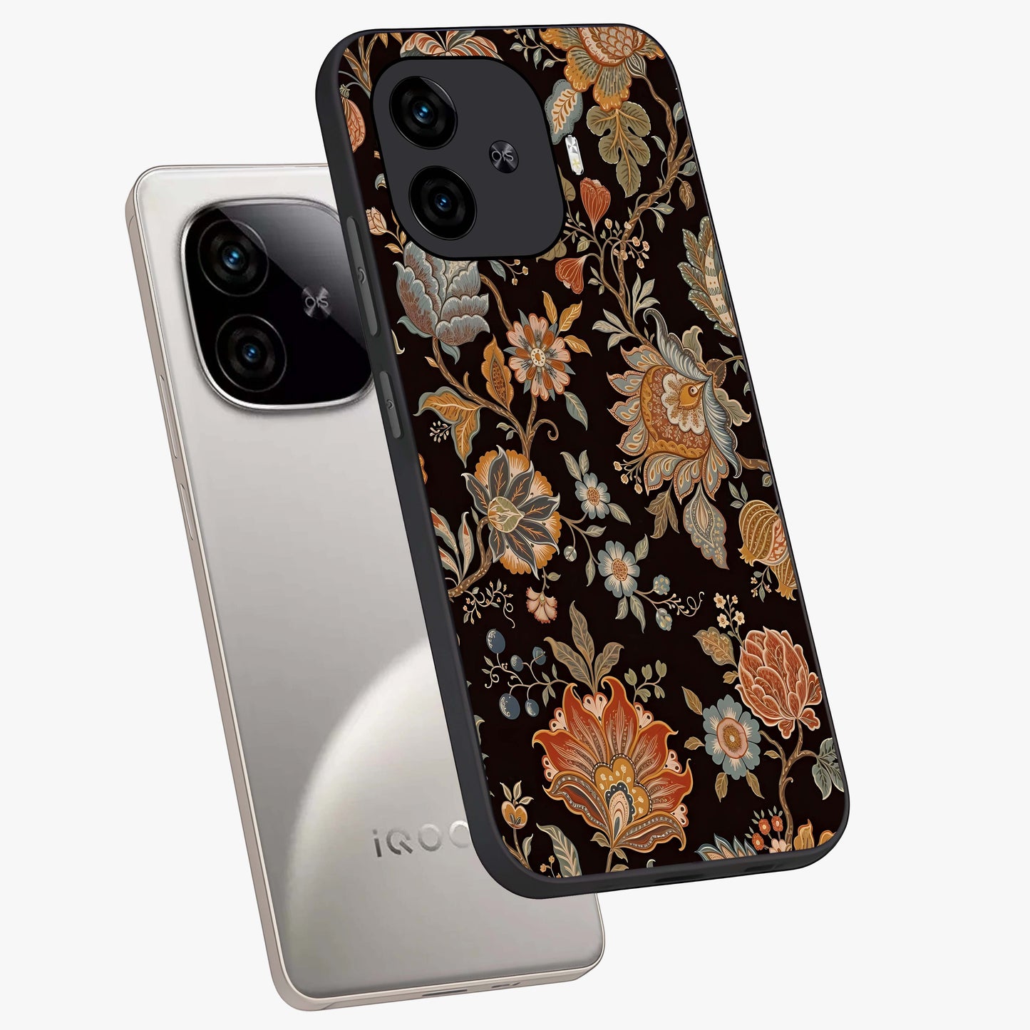 Vintage Floral Dream Glass Case displayed in angled mockup highlighting elegant vintage flower design with soft aesthetic style.