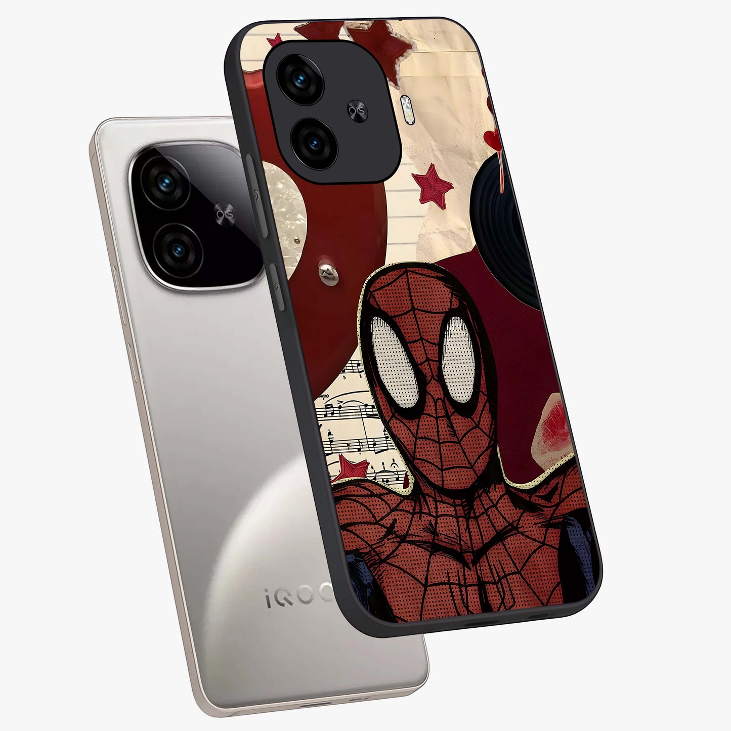 Web Warrior Vibes Glass Case displayed in angled mockup highlighting dynamic web design with comic style aesthetic.