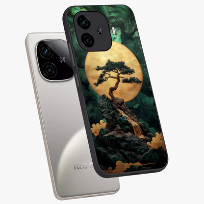 Zen Moon Rise Glass Case displayed in angled mockup highlighting peaceful lunar design with zen aesthetic style.