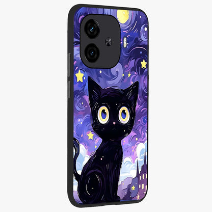 Abstract Cat Art Glass Case upright view showcasing creative feline illustration and aesthetic artistic style.