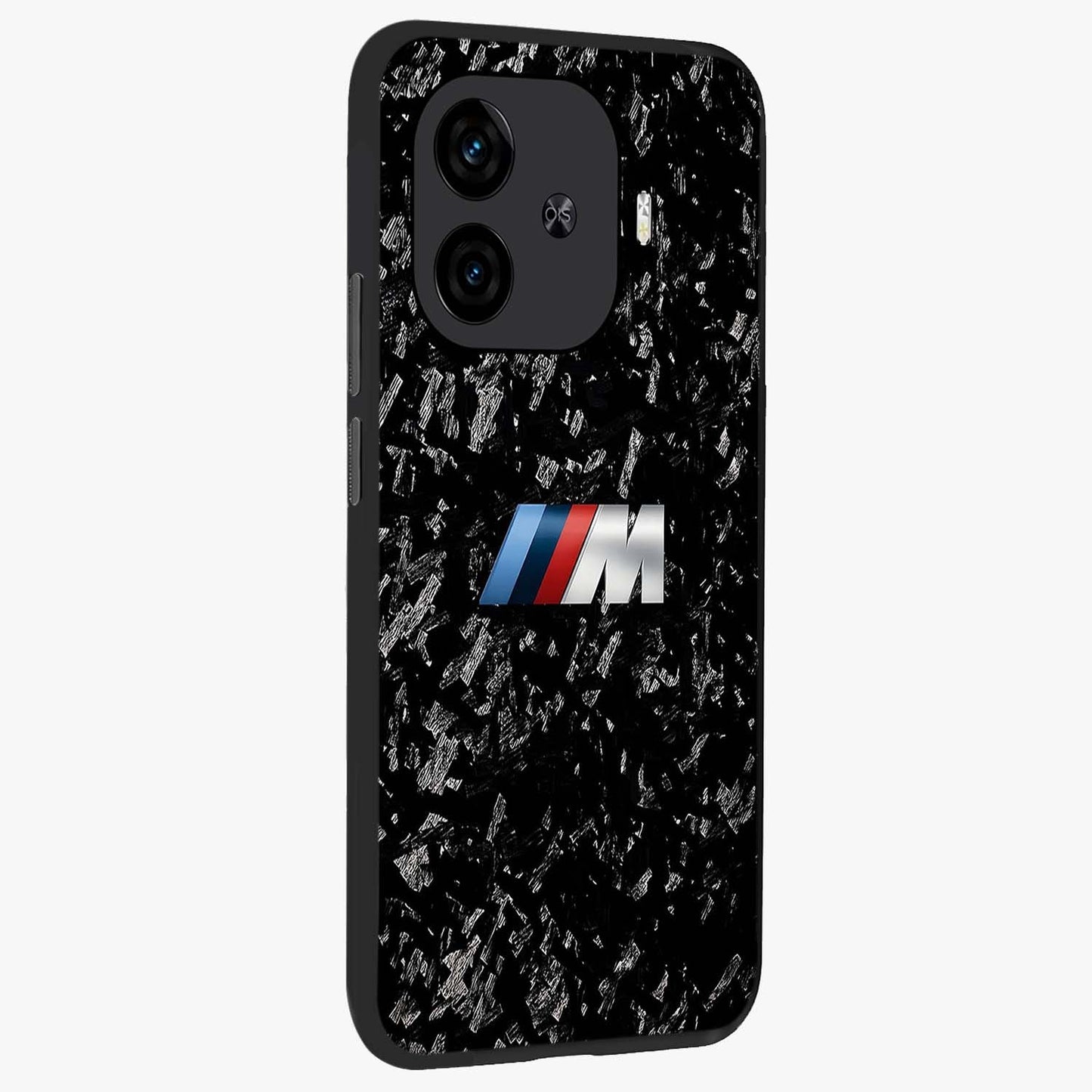 Crimson Chaos Smile Glass Case upright view showcasing expressive chaotic artwork with striking visual theme.