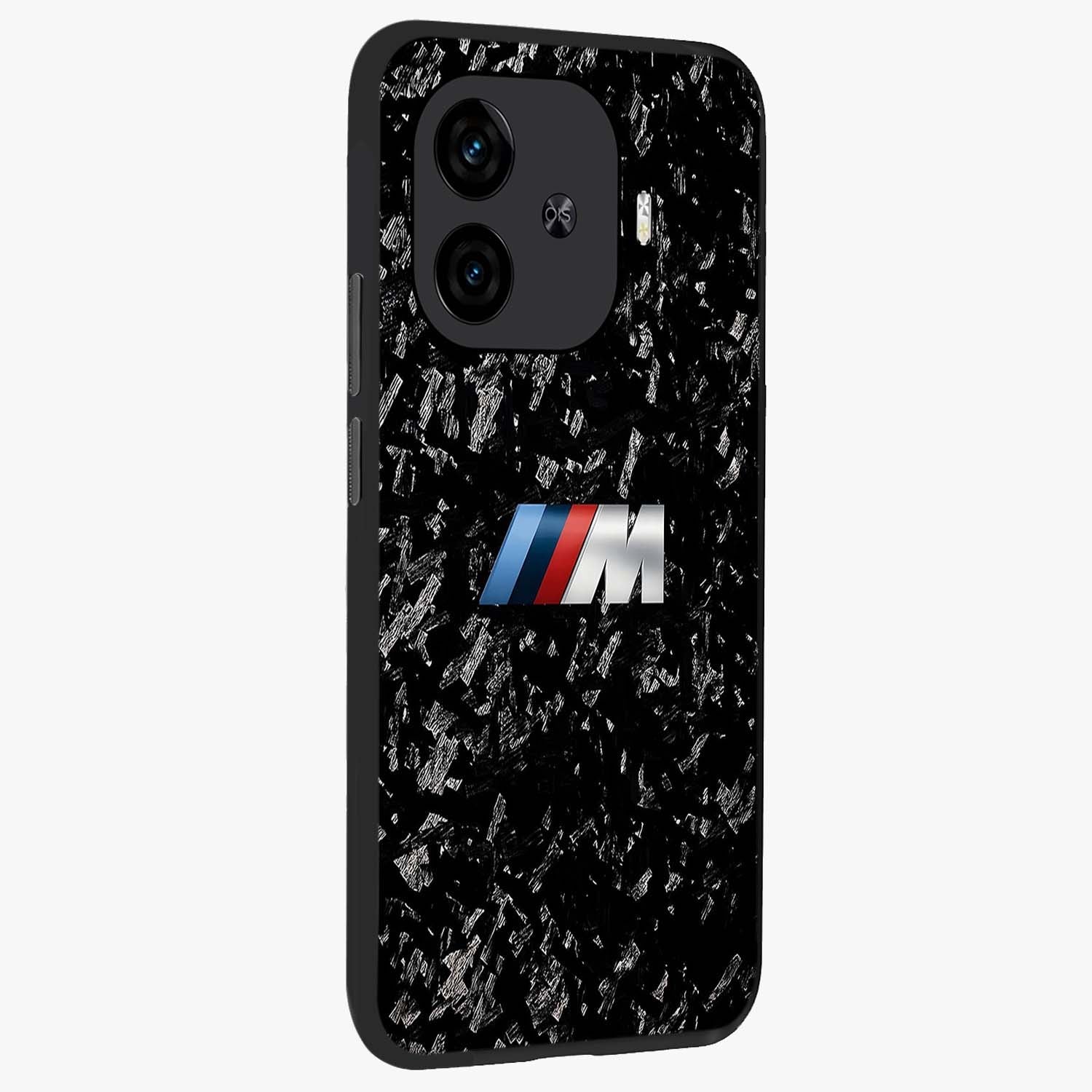 Crimson Chaos Smile Glass Case upright view showcasing expressive chaotic artwork with striking visual theme.