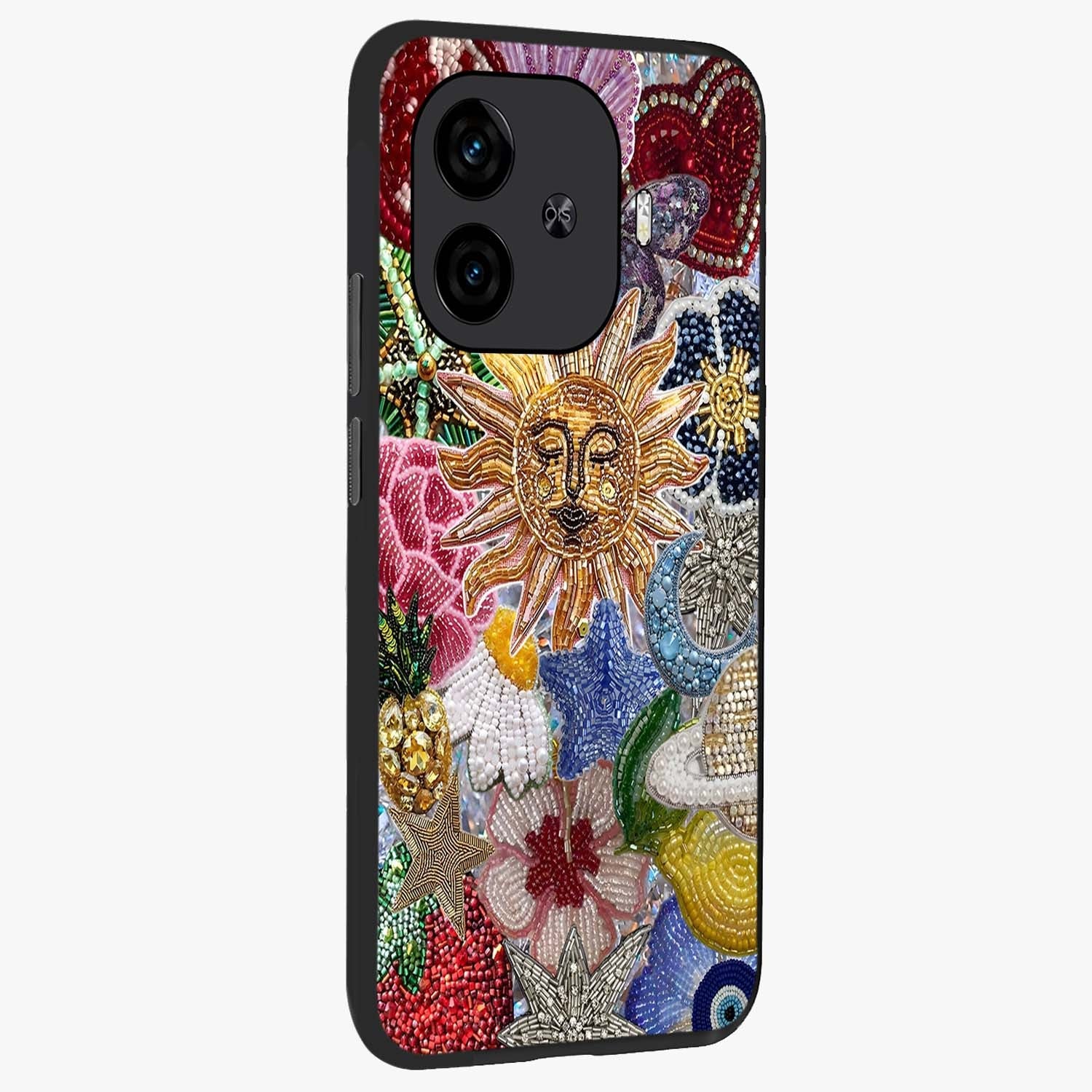 Crimson Dreams Glass Case upright view showcasing dreamy red toned artwork with modern aesthetic style.