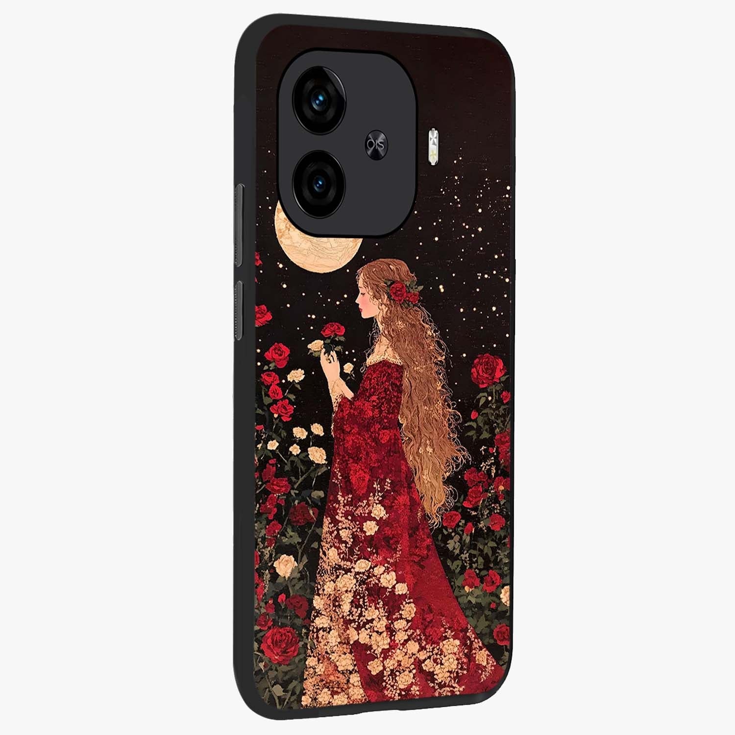 Daisy Cascade Custom Name Glass Case upright view showcasing elegant floral cascade design with personalized aesthetic.
