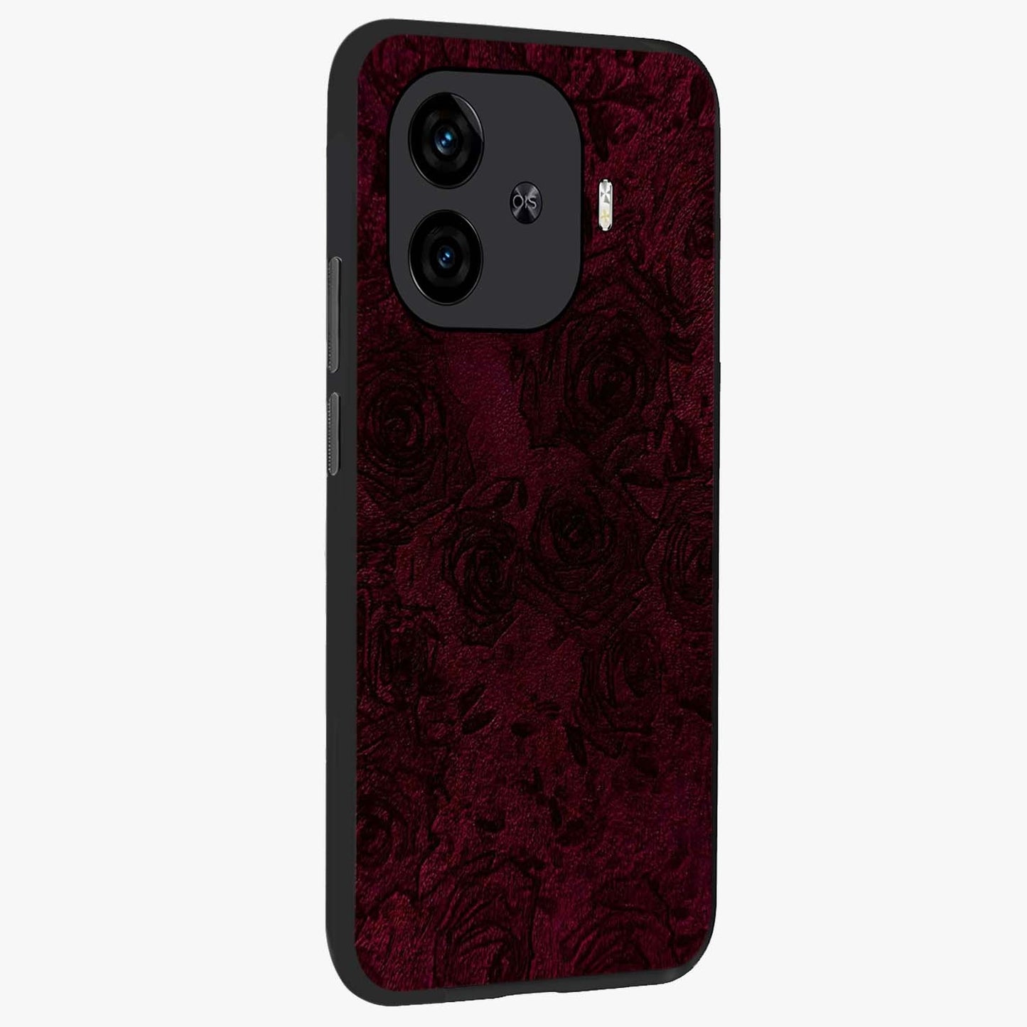 Dark Shade of Flower Glass Case upright view showcasing delicate flower artwork with rich dark floral theme.