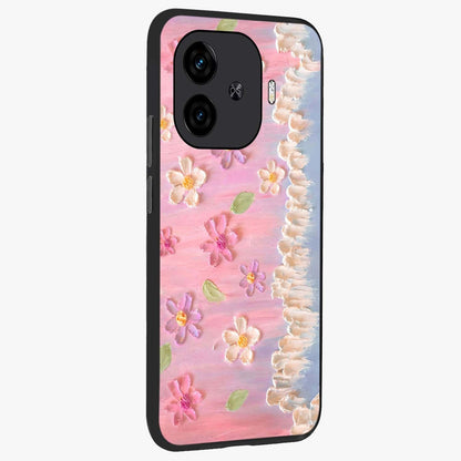 Dreamy Painted Garden Glass Case upright view showcasing vibrant floral garden artwork with artistic nature theme.