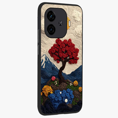 Eternal Nature Tapestry Glass Case upright view showcasing elegant nature tapestry design with decorative style.