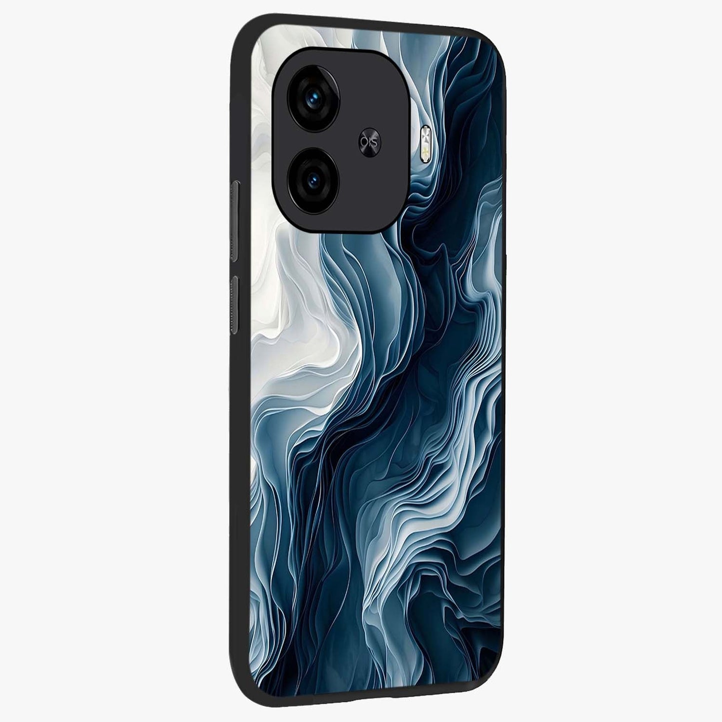 Ethereal Paper Marble Glass Case upright view showcasing smooth marble artwork with refined minimalist theme.
