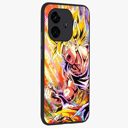 Firing Goku Glass Case upright view showcasing energetic anime artwork with bold warrior theme.