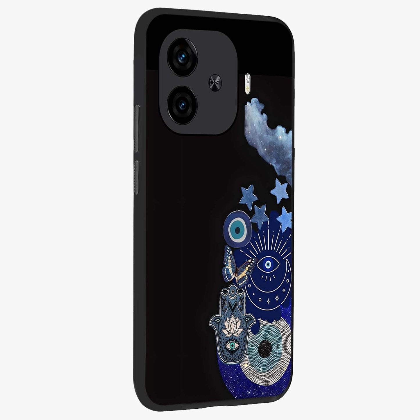 Galactic Charm Cluster Glass Case upright view showcasing glowing cosmic charm artwork with magical celestial style.