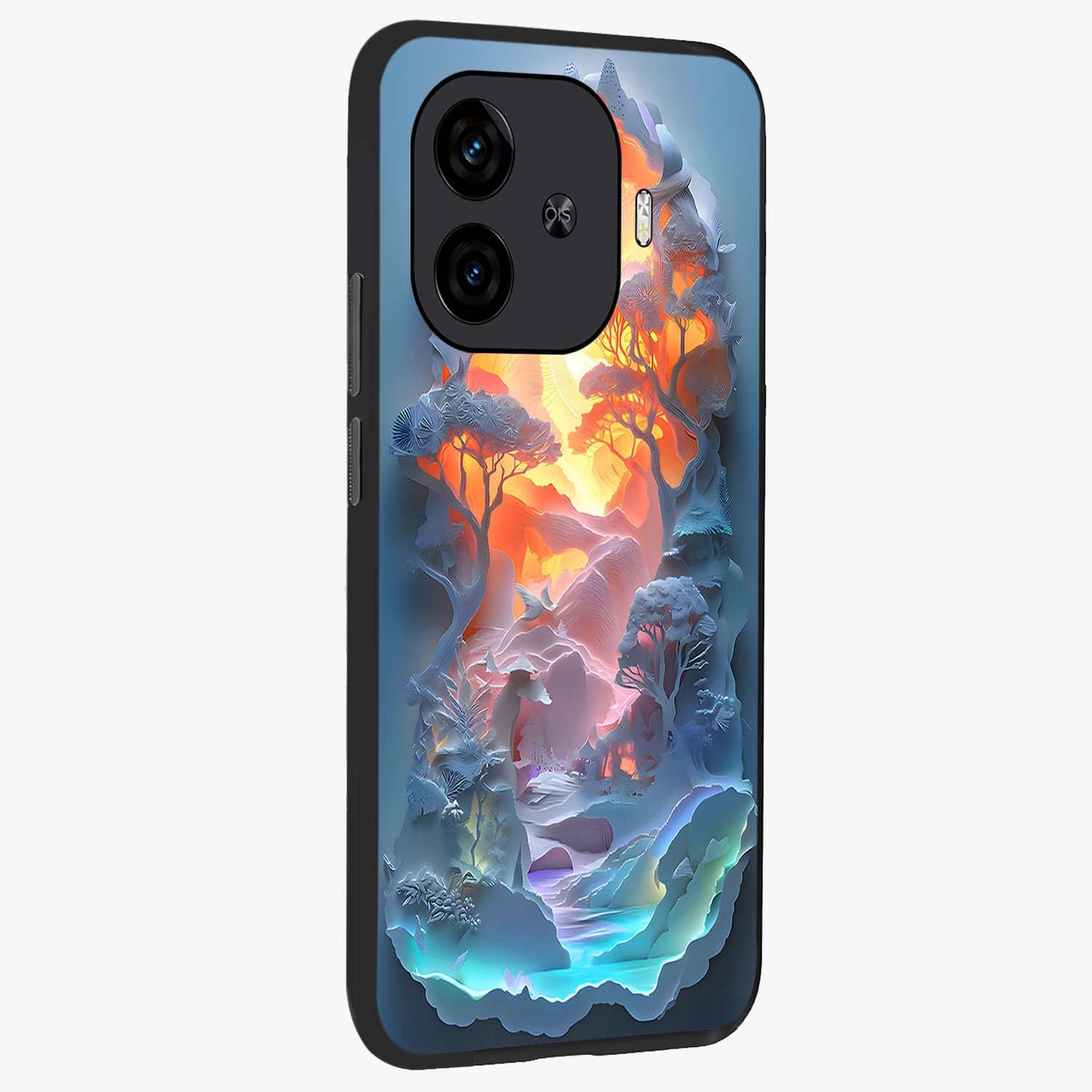Glow Forest Portal Glass Case upright view showcasing enchanted forest portal artwork with fantasy nature theme.