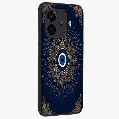 Golden Celestial Charm Glass Case upright view showcasing radiant celestial artwork with elegant golden theme.