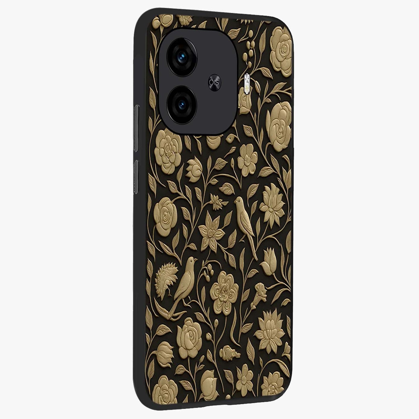 Golden Evil Eye Mandala Glass Case upright view showcasing decorative evil eye mandala artwork with spiritual aesthetic style.