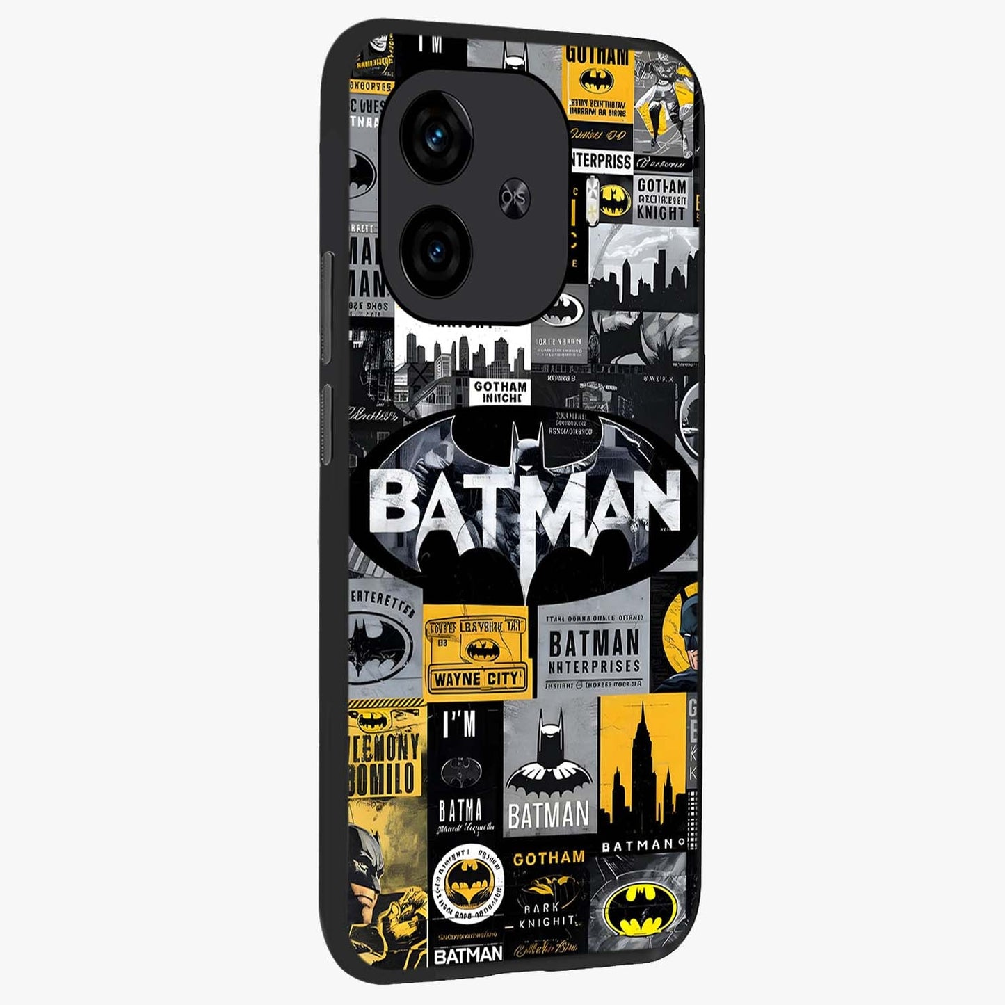 Knight Gotham Rise Glass Case upright view showcasing bold vigilante themed artwork with gothic city vibe.