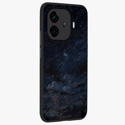 Lunar Veil Silence Glass Case upright view showcasing calm moon themed artwork with serene night atmosphere.