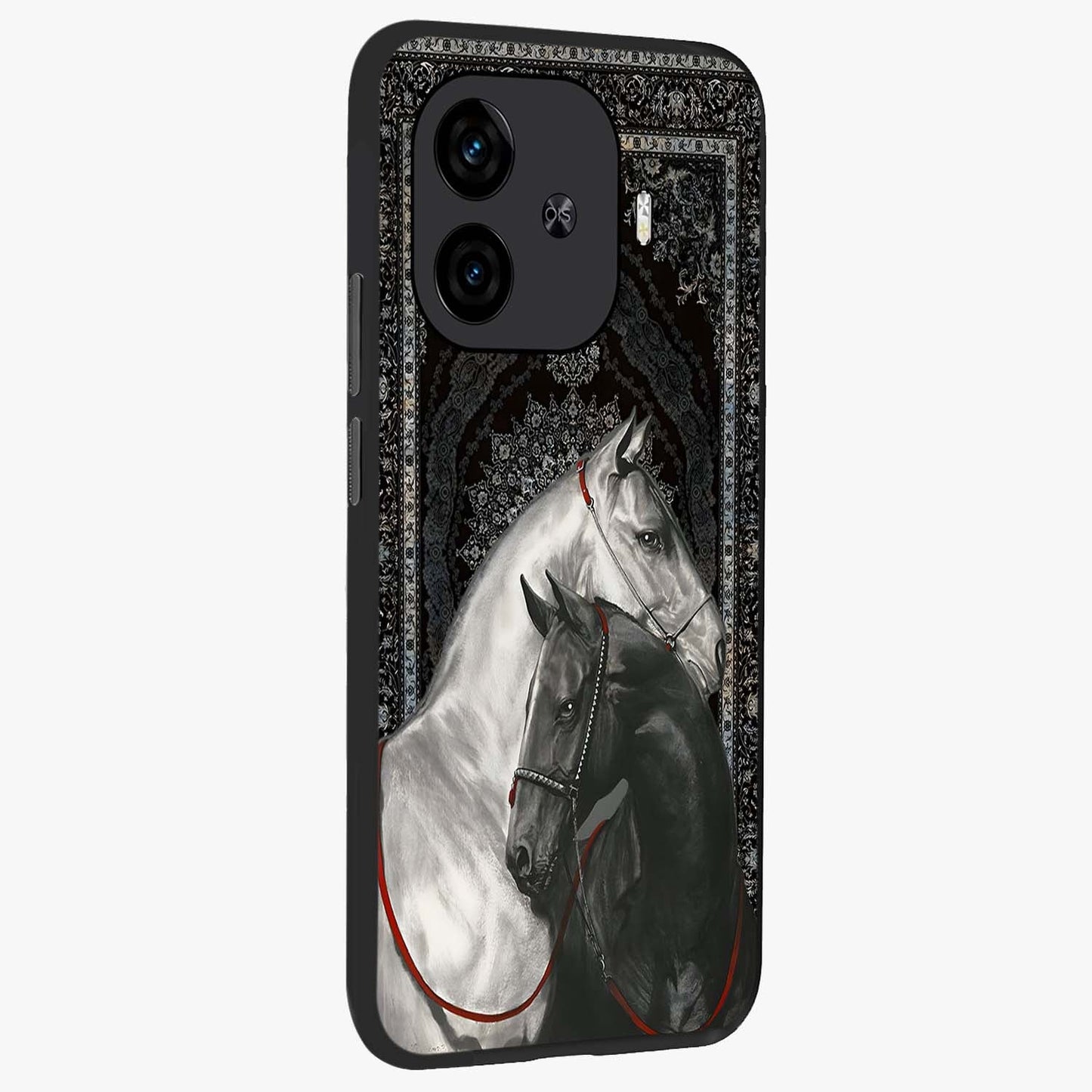 Majestic Ride Legacy Glass Case upright view showcasing dynamic ride inspired artwork with modern automotive theme.