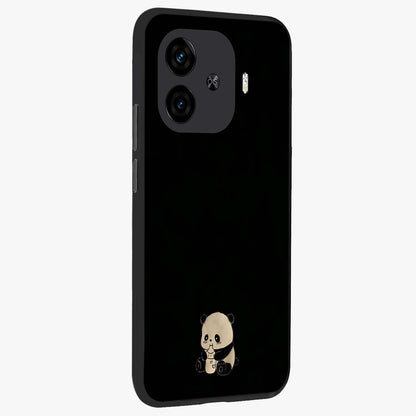 Midnight Panda Love Glass Case upright view showcasing charming panda artwork with playful romantic theme.