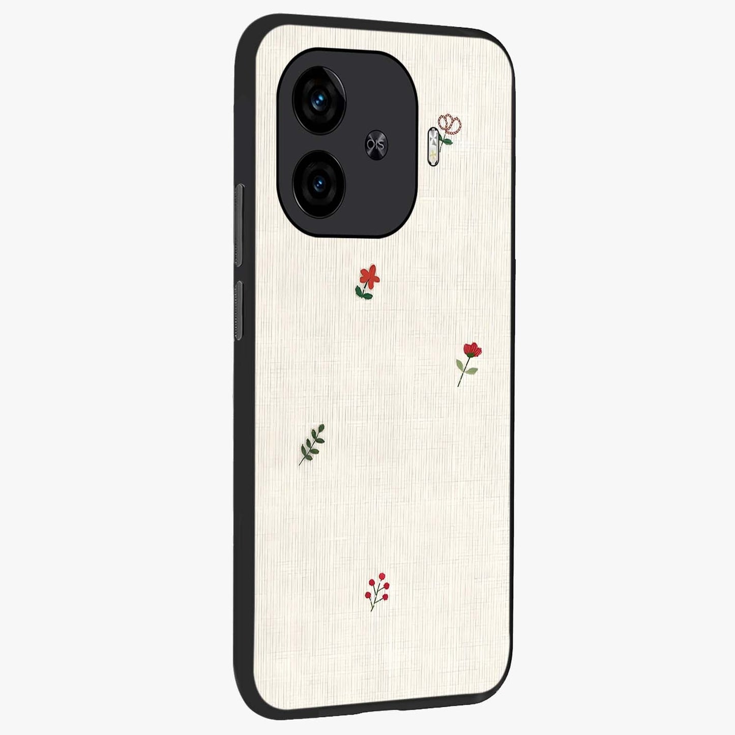 Minimalistic Blue With White Flower Pattern Glass Case upright view showcasing clean white flower artwork with calming blue theme.